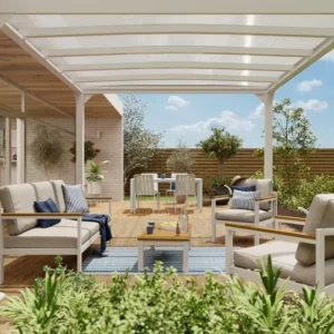 Salon bas de jardin blanc Oris NATERIAL, 5 personnes
