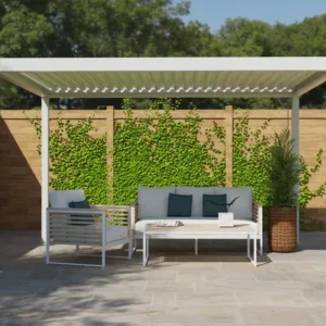 Pergola autoportante TIERAL Caleta aluminium blanc, 12 m²