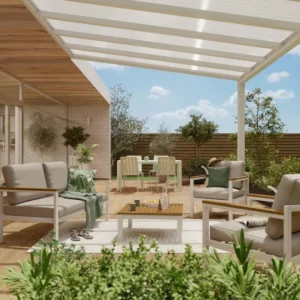 Salon bas de jardin blanc Oris NATERIAL, 4 personnes