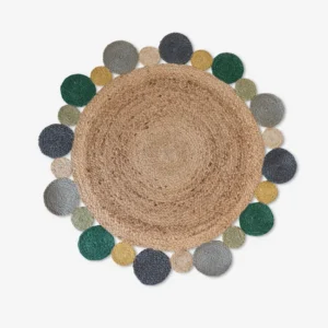 TAPIS JUTE KIDS 4 VERTS ET JAUNES Ø90 CM