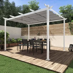 Pergola autoportante NATERIAL Omega aluminium blanc, 8.31 m²