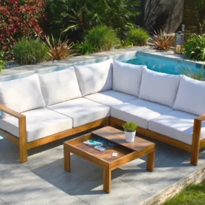 Salon bas de jardin aluminium marron Majorque-s1 DCB GARDEN, 5 personnes