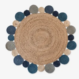 TAPIS EN JUTE ENFANT 5 BLEU Ø140CM