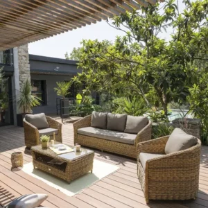 Salon bas de jardin marron Havana-s3 PARIS GARDEN, 5 personnes