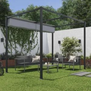 Tonnelle autoportant NATERIAL Horali acier gris anthracite, 5.91 m²