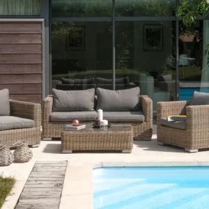 Salon bas de jardin résine marron Montmartre-s2 PARIS GARDEN, 4 personnes
