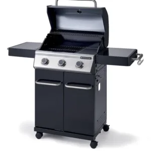 Barbecue au gaz - 142 x 55 x 114 cm - NATERIAL Kenton, 3 brûleurs, noir