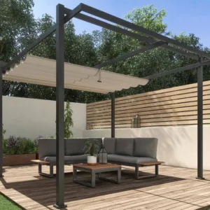 Pergola autoportante NATERIAL Equinox acier / aluminium gris anthracite, 11.46 m