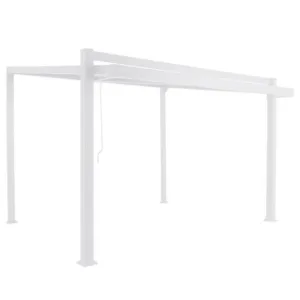 Pergola bioclimatique adossée NATERIAL Odyssea / persea aluminium blanc, 10.39 m