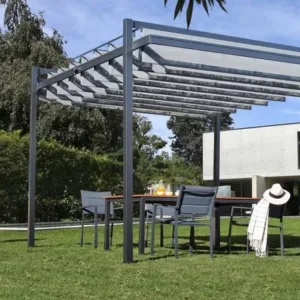 Tonnelle autoportant NATERIAL Elysia aluminium gris anthracite, 10.9 m²