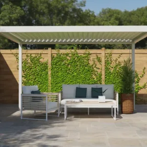Pergola autoportante TIERAL Caleta aluminium blanc, 12 m²