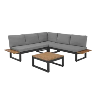Salon de jardin aluminium gris anthracite Oris NATERIAL, 5 personnes
