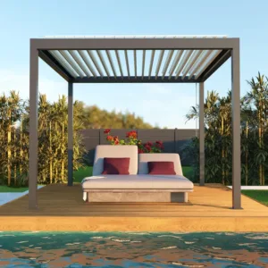 Pergola autoportante TIERAL Caleta aluminium gris, 9,5 m²