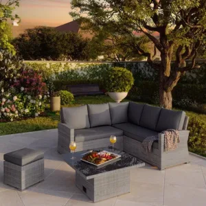 Salon de jardin gris Davos NATERIAL, 6 personnes