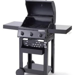 Barbecue au gaz - 114 x 55 x 114 cm - NATERIAL Alton, 3 brûleurs, noir