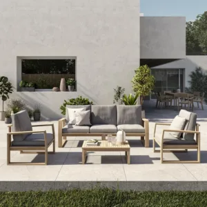Salon bas de jardin marron Solaris NATERIAL, 5 personnes