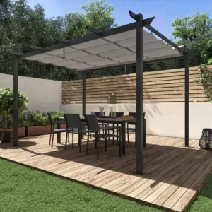 Pergola autoportante Omega, aluminium gris anthracite 2.85X4 m