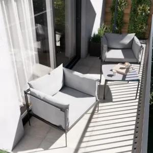 Salon bas de jardin gris Levo NATERIAL, 2 personnes