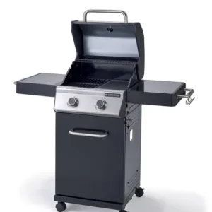 Barbecue au gaz - 130 x 55 x 114 cm - NATERIAL Kenton, 2 brûleurs, noir