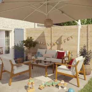 Salon bas de jardin beige Ares NATERIAL, 5 personnes