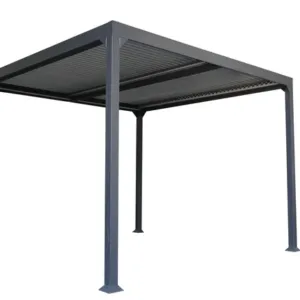 Pergola bioclimatique autoportante FIRST en aluminium coloris gris anthracite - 8 m²