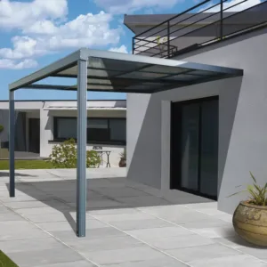 Pergola adossée PROLOISIRS Toscana aluminium gris anthracite, 12 m²