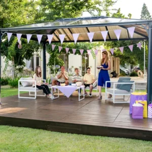 Tonnelle autoportante ouverte MARTINIQUE 4300, alu et polycarbonate, PALRAM