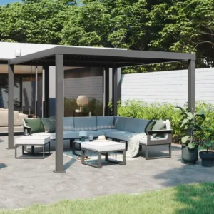 Pergola bioclimatique autoportante NATERIAL Clima aluminium gris, 9.69 m²