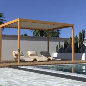 Pergola autoportante TIERAL Caleta aluminium effet bois, 12,7 m²